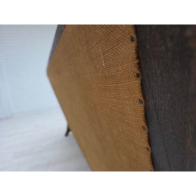 Gray Vintage Danish Three-Seater Sofa in Furniture Fabric and Carved Oak, 1950s For Sale - Image 8 of 18