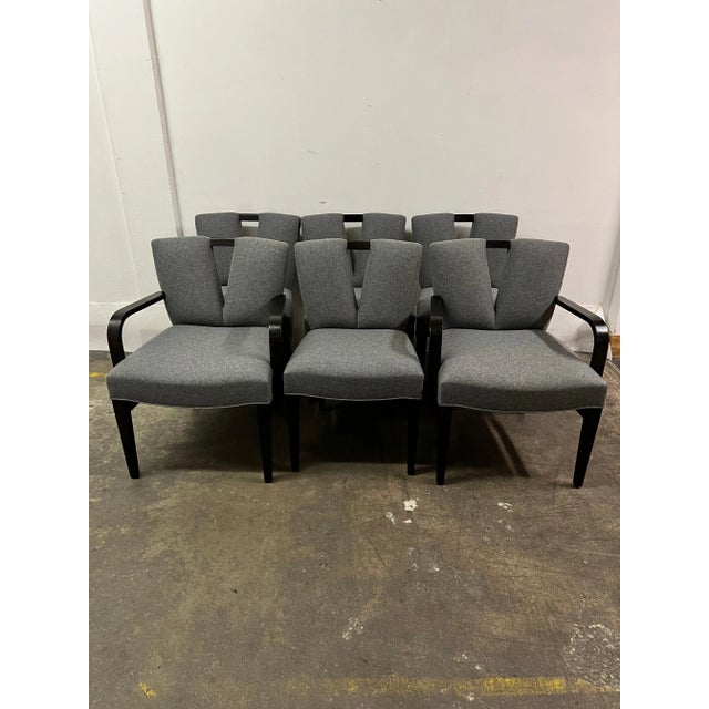 1950s 1950s Paul Frankl Grey Wool Corset Dining Chairs - Set of 6 For Sale - Image 5 of 12