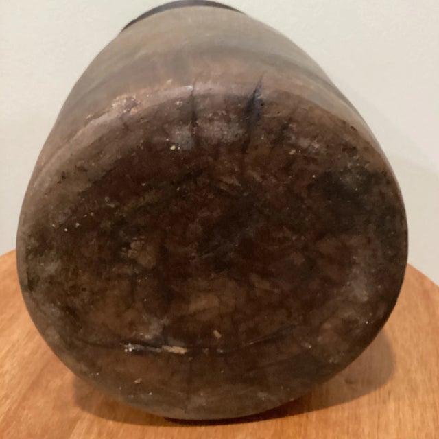 Vintage Early 20th Century Village Brown Wood Table Vase For Sale - Image 4 of 13