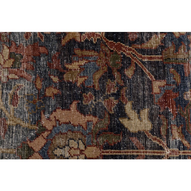 19th Century Antique Mahal Wool Rug With Faded Indigo & Rust Medallion For Sale In New York - Image 6 of 11