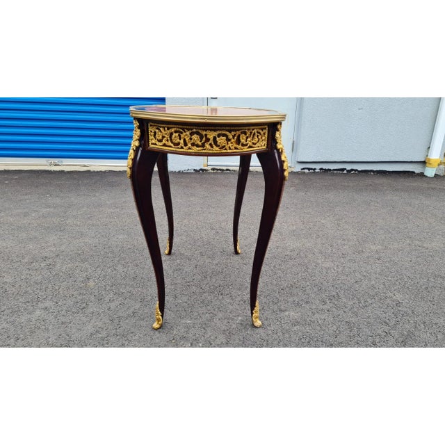 Wood Parquetry French Style Inlaid Accent Oval Table/Desk,side and Center Table For Sale - Image 7 of 10