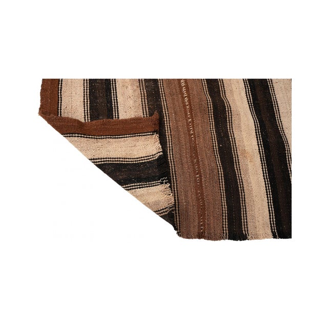 1960s Brown Striped Vintage Kilim Rug - 3`2″ X 6`11″ For Sale - Image 5 of 6