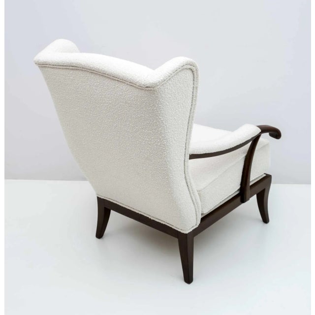 Brown Mid-Century Modern Armchair in Walnut and Boucle by Paolo Buffa, Italy, 1950s For Sale - Image 8 of 10