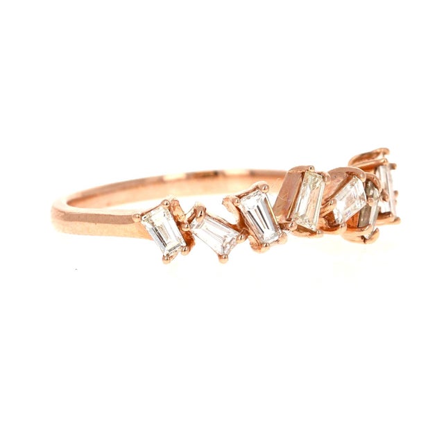 Contemporary 0.52 Carat Diamond 14 Karat Rose Gold Band Size 7 For Sale - Image 3 of 5