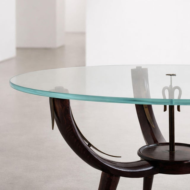Coffee Italian Mid-Century Wood Coffee Table Glass in Style of Fontana Arte, 1950s For Sale - Image 8 of 8
