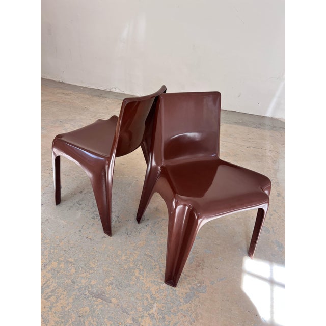 This brown Bofinger chair is a milestone in design history and is considered the world's first mass-produced plastic chair...