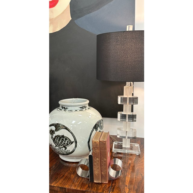 1970s Mid-Century Modern Karl Springer Style Lucite Lamps, a Pair For Sale - Image 11 of 12