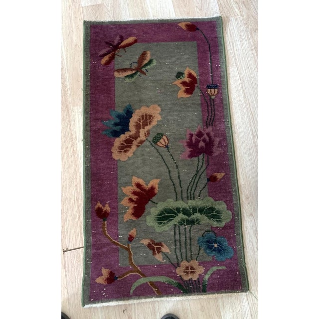 1920s, Handmade Antique Art Deco Chinese Rug 2.1' X 4.1' For Sale In New York - Image 6 of 7