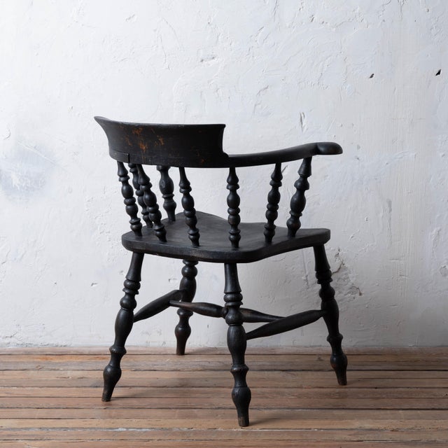 Captain's Chair in Black, c.1880 For Sale - Image 14 of 18