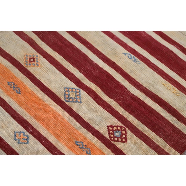 1960s 1960s Hand-Knotted Ottoman Empire Striped Natural Wool Kilim Rug For Sale - Image 5 of 9