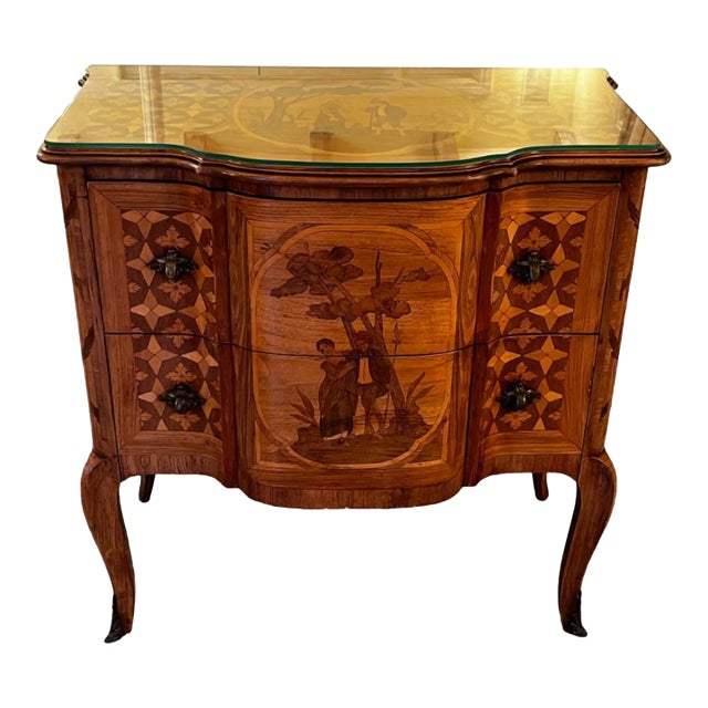 Inlaid French Marquetry Cabinet With Details - Mid 20th Century For Sale