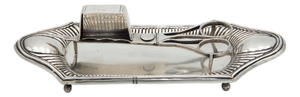 Tray and Scissors of Morrões in Gummed Silver on the Tray, Set of 2