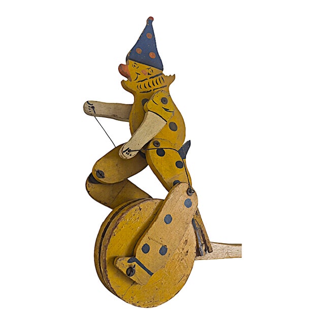 Vintage Folk Art Wooden Push Toy For Sale