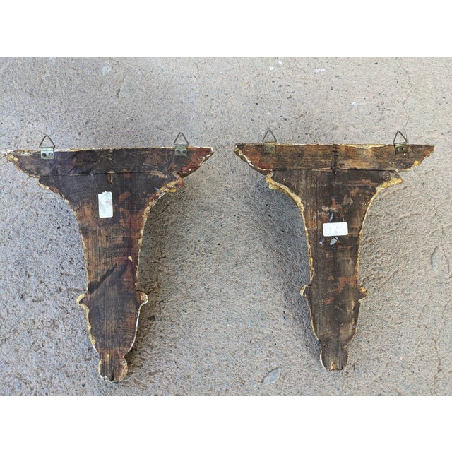 Mid 20th Century Pair Gold Gilt Corbel Style Wall Shelves For Sale In Santa Fe - Image 6 of 7