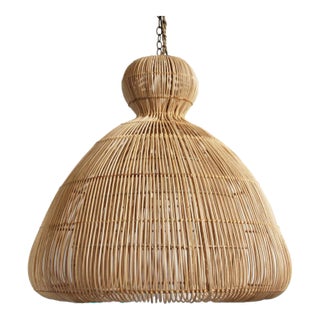 Rattan Mushroom Pendant Light Medium For Sale