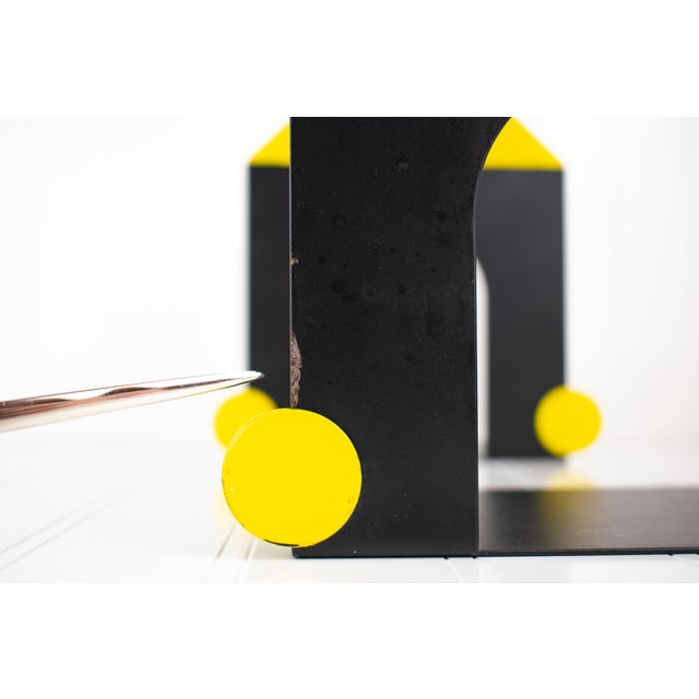 Vintage Postmodern Memphis Style Studio Architectural House Steel Metal Bookends - A Pair For Sale - Image 11 of 16