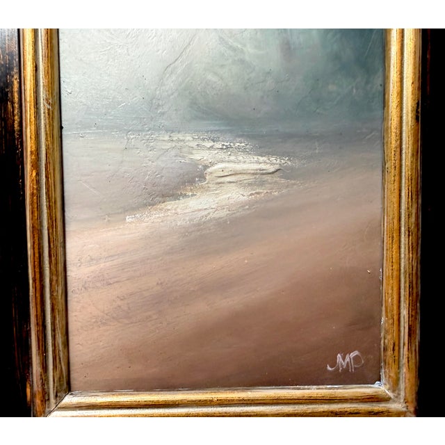 Paint 1970s Contemporary Original JMP Foggy Coastline Seascape Beach Oil Painting on Board For Sale - Image 7 of 11