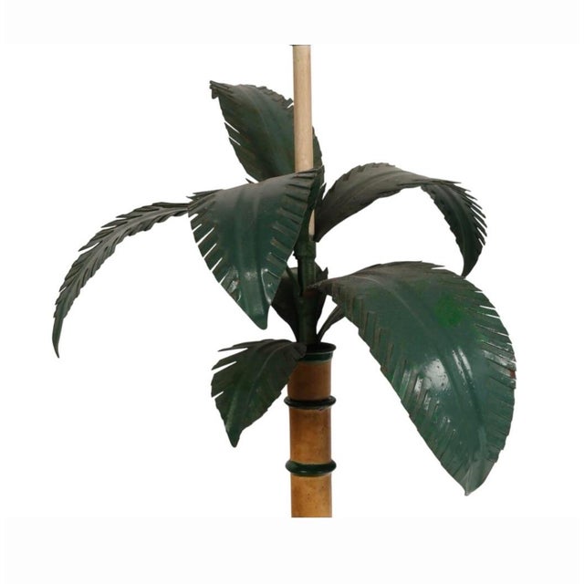 Hollywood Regency Pair of Hollywood Regency Italian Tole Palm Tree Table Lamps For Sale - Image 3 of 12