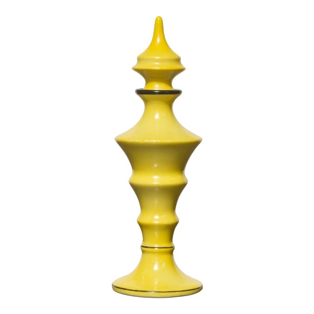 Vintage 1940s Yellow Bavarian Perfume Bottle With Glass Wand For Sale