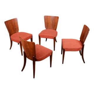 Art Deco Walnut Chairs by J. Halabala for UP Zavody, Czech, 1940s, Set of 4 For Sale