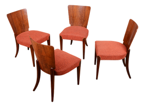 Art Deco Walnut Chairs by J. Halabala for UP Zavody, Czech, 1940s, Set of 4