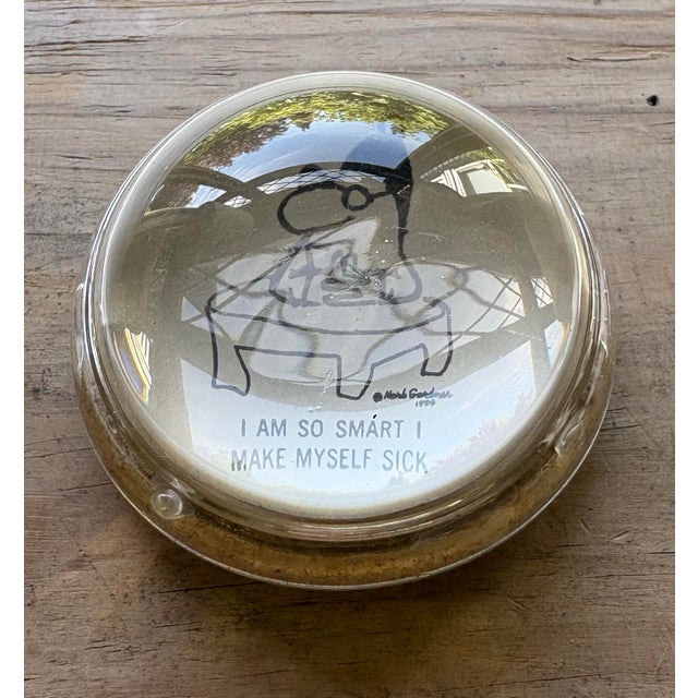 Herb Gardner 1955 “I Am So Smart I Make Myself Sick” Glass Paperweight For Sale - Image 10 of 11