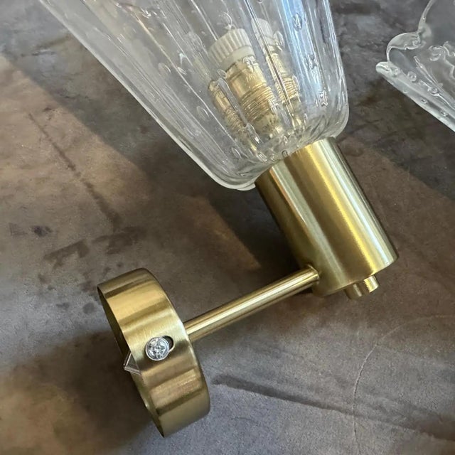 Mid-Century Modern A Pair of 1990s Mid-Century Modern Barovier Glass Wall Sconces For Sale - Image 3 of 11
