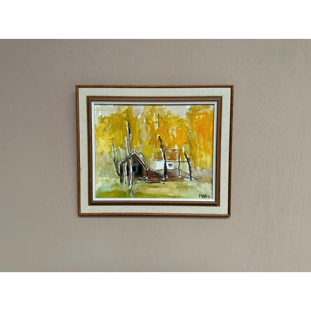Pia H. Campbell, Houses and Trees in Autumn, 1950s, Oil on Canvas, Framed For Sale - Image 11 of 18