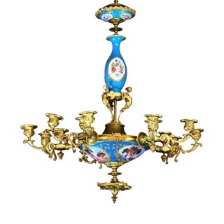 Chandelier for 15 Candles from Sevres in the Style of Louis XVI For Sale
