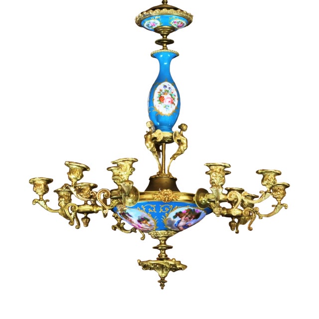 Chandelier for 15 Candles from Sevres in the Style of Louis XVI For Sale