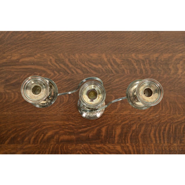 Early 20th Century Tiffany & Co. Style Antique Victorian Silverplate Three-Light Candelabra For Sale - Image 5 of 16