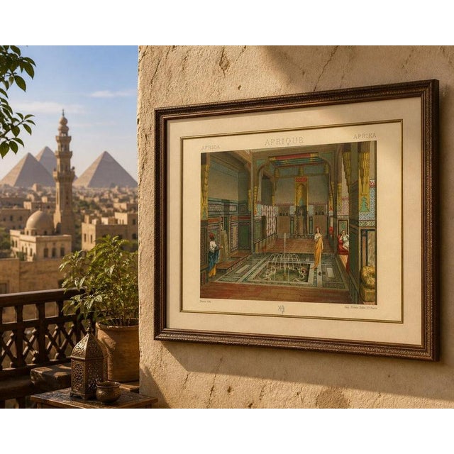 Racinet, Afrique: Cairo Summer Salon Interior, Egypt, 1888, Lithograph For Sale - Image 3 of 10