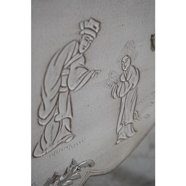 French Style Chinoiserie Carved Marble Top Commode Chest For Sale - Image 14 of 18