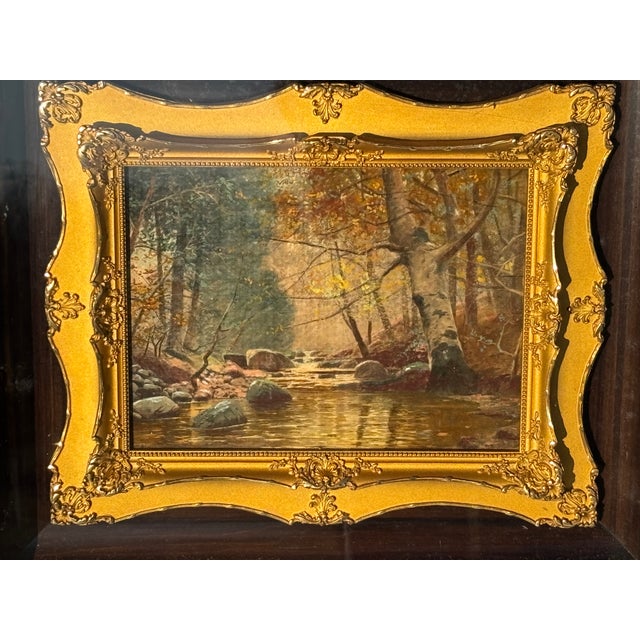 19th. C. landscape original oil on board in a period original "frame in frame" presentation. Likely France or England,...