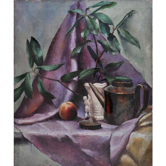 Traditional Original 1940's Oil on Canvas Still Life Painting For Sale - Image 3 of 3