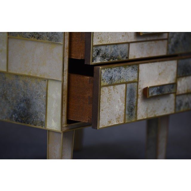 Bedside Tables in Walnut and Stone-Effect Murano Glass from Justfurnituress SRL, Set of 2 For Sale - Image 4 of 18