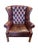 Chesterfield Wingback Chair in Red Leather For Sale - Image 4 of 5