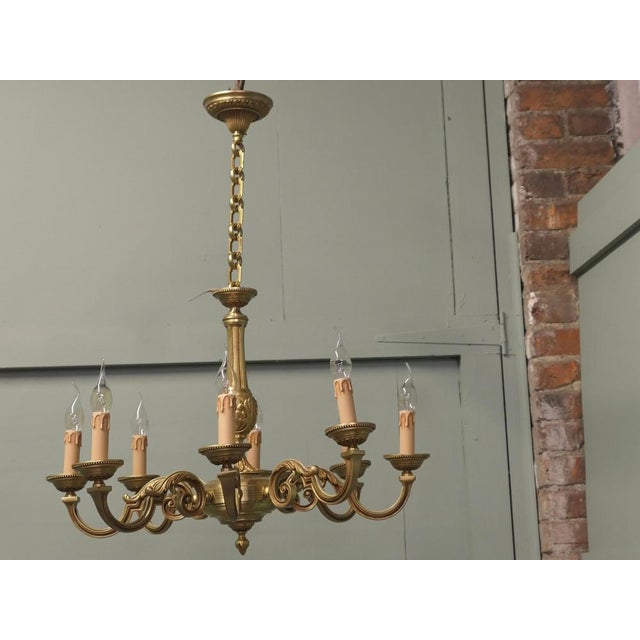 Large French Gilded Brass Chandelier, 1970 For Sale - Image 6 of 8