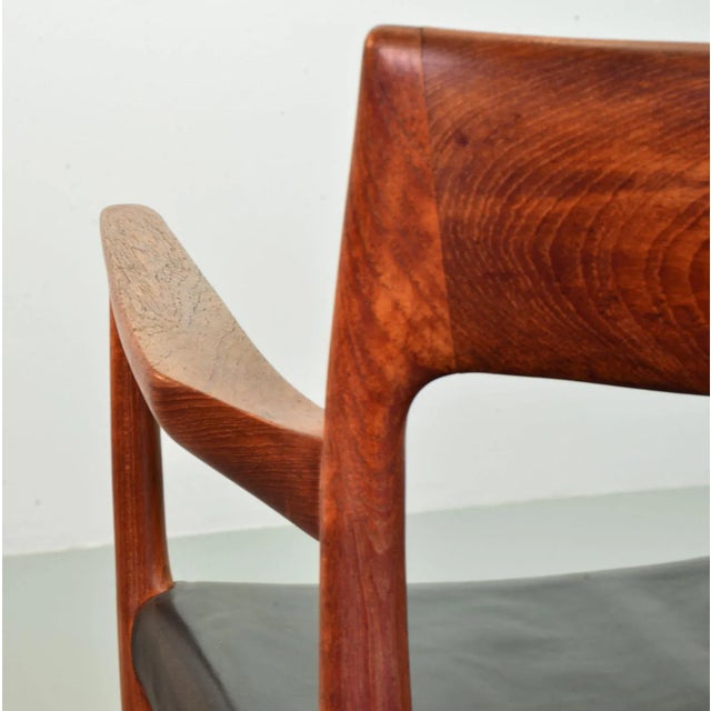 Danish Solid Teak & Black Leather 57 Desk Chair by Niels Otto Moller for J.L. Møllers, 1960s For Sale - Image 18 of 18