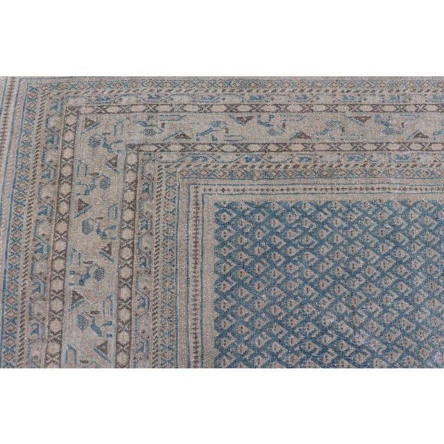 Antique Persian Tabriz Rug With Soft Light Blue Field and Fine Allover Design For Sale - Image 10 of 15