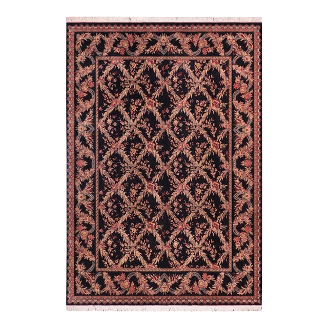 Art Nouveau Basan Pak-Persian Black/Black Wool Rug - 9'2'' X 12'3'' For Sale