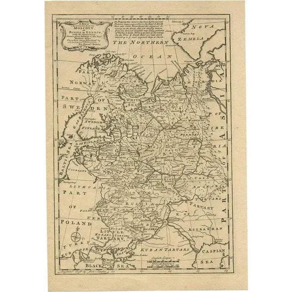 Mid 18th Century Antique Map of Moscovy Russia by E. Bowen, 1747 For Sale - Image 5 of 5