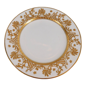 1930s White Minton Dinner Plate With Raised Gold Trim
