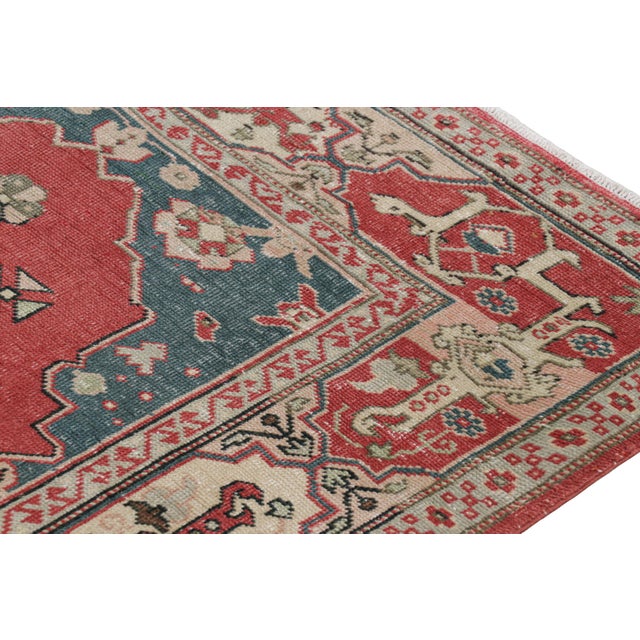 Vintage Turkish Rug in Red With Colorful Floral Medallion, From Rug & Kilim For Sale In New York - Image 6 of 7