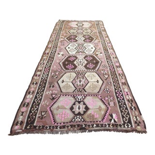 Oversized Vintage Turkish Kilim Rug - 57" X 146" For Sale