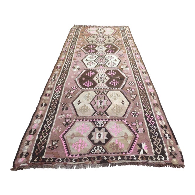 Oversized Vintage Turkish Kilim Rug - 57" X 146" For Sale