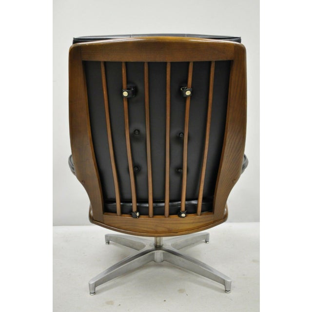 Vintage Heywood Wakefield Teak and Black Vinyl Swivel Tilt ...