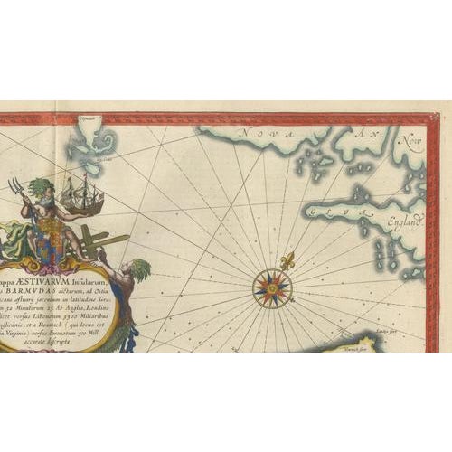 Black Hand-Colored Bermuda Map with Somers Isles from Blaeu, 1642 For Sale - Image 8 of 12