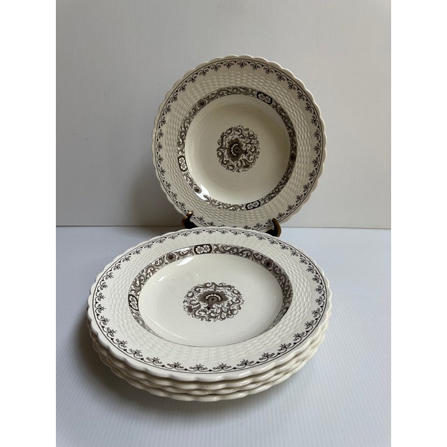 Antique 19th Century Minton England 9.5" Diameter Soup Bowls Ribbed "Ganges" Pattern - Set of Five(5) For Sale In New York - Image 6 of 18