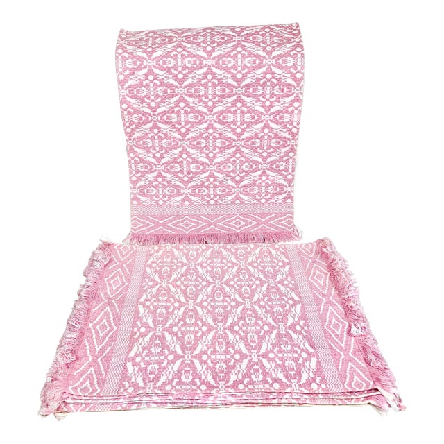 Vintage Pink Placemats and Table Runner-Set of 9 For Sale